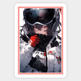 Aesthetic Anime Girl Red White Black | Quality Aesthetic Anime Design | Chibi Manga Anime Art Sticker